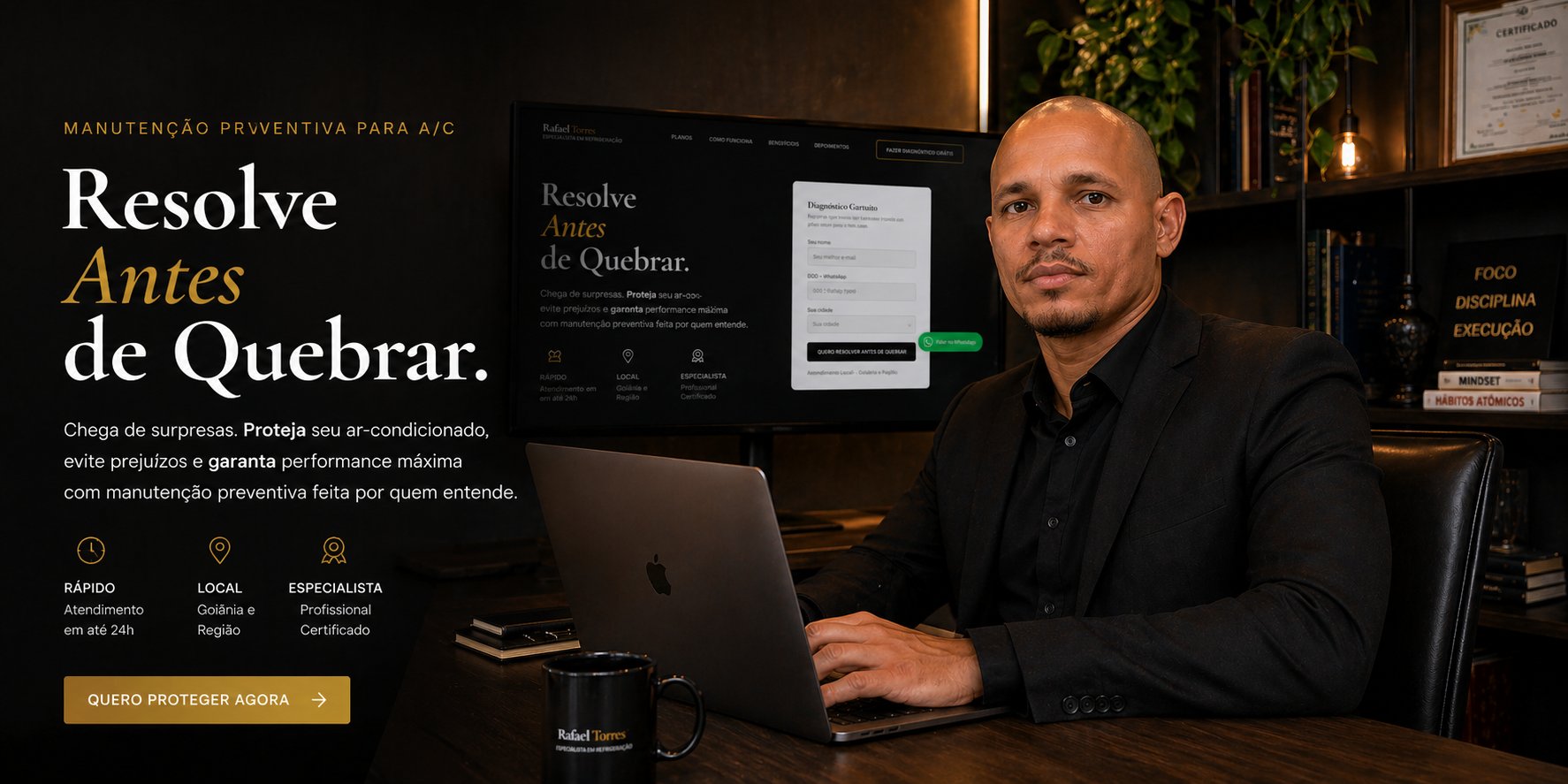 Rafael Soares em seu escritório — Especialista em Manutenção Preventiva Goiânia